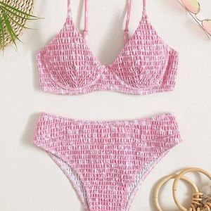 Pink Floral Printed Underwire Bikini Swimsuit